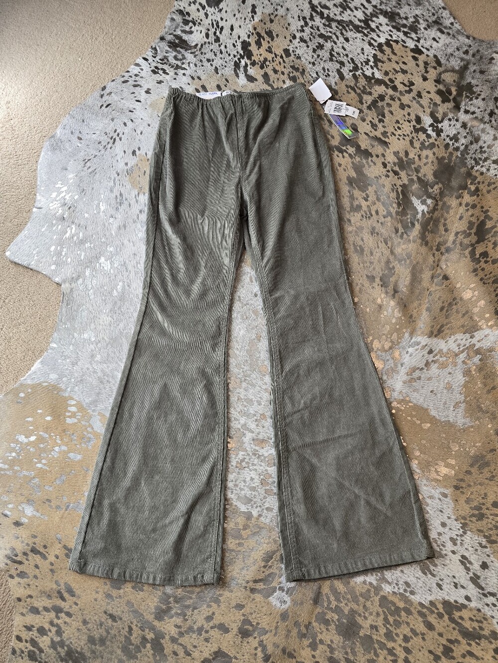 belk Olive Green Corduroy Wide-Leg Pants